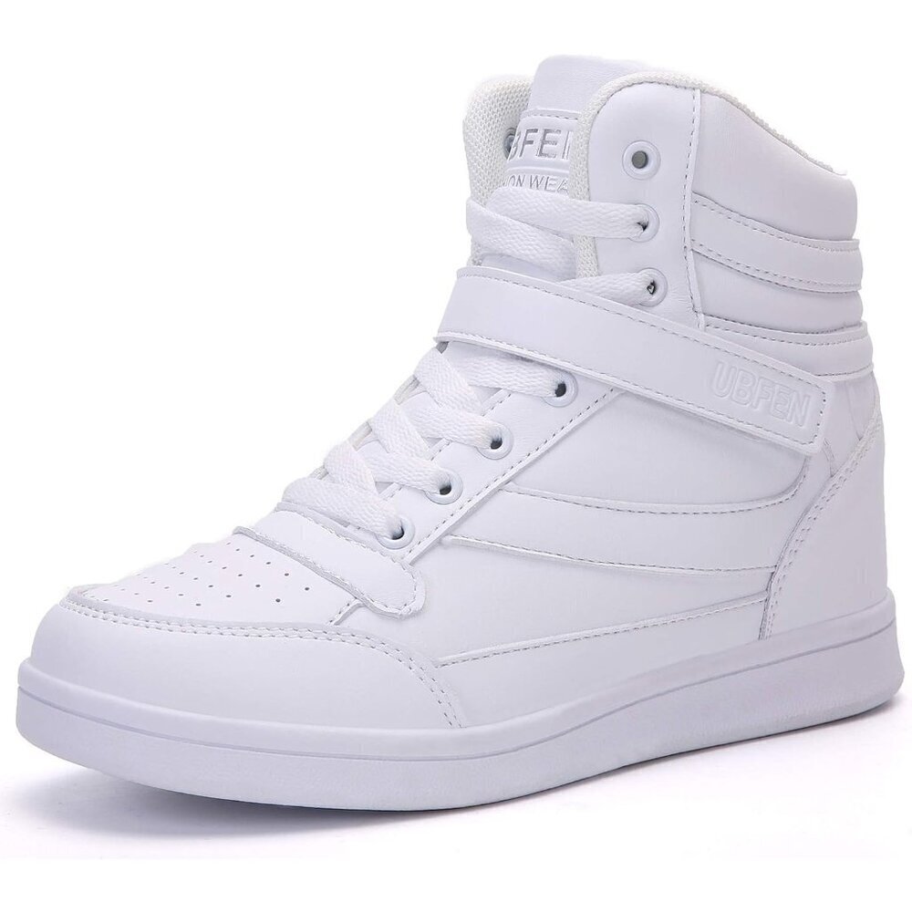 🆕 Women’s White Hidden Wedge Sneakers – 5.5cm Platform High Top Fashion Booties